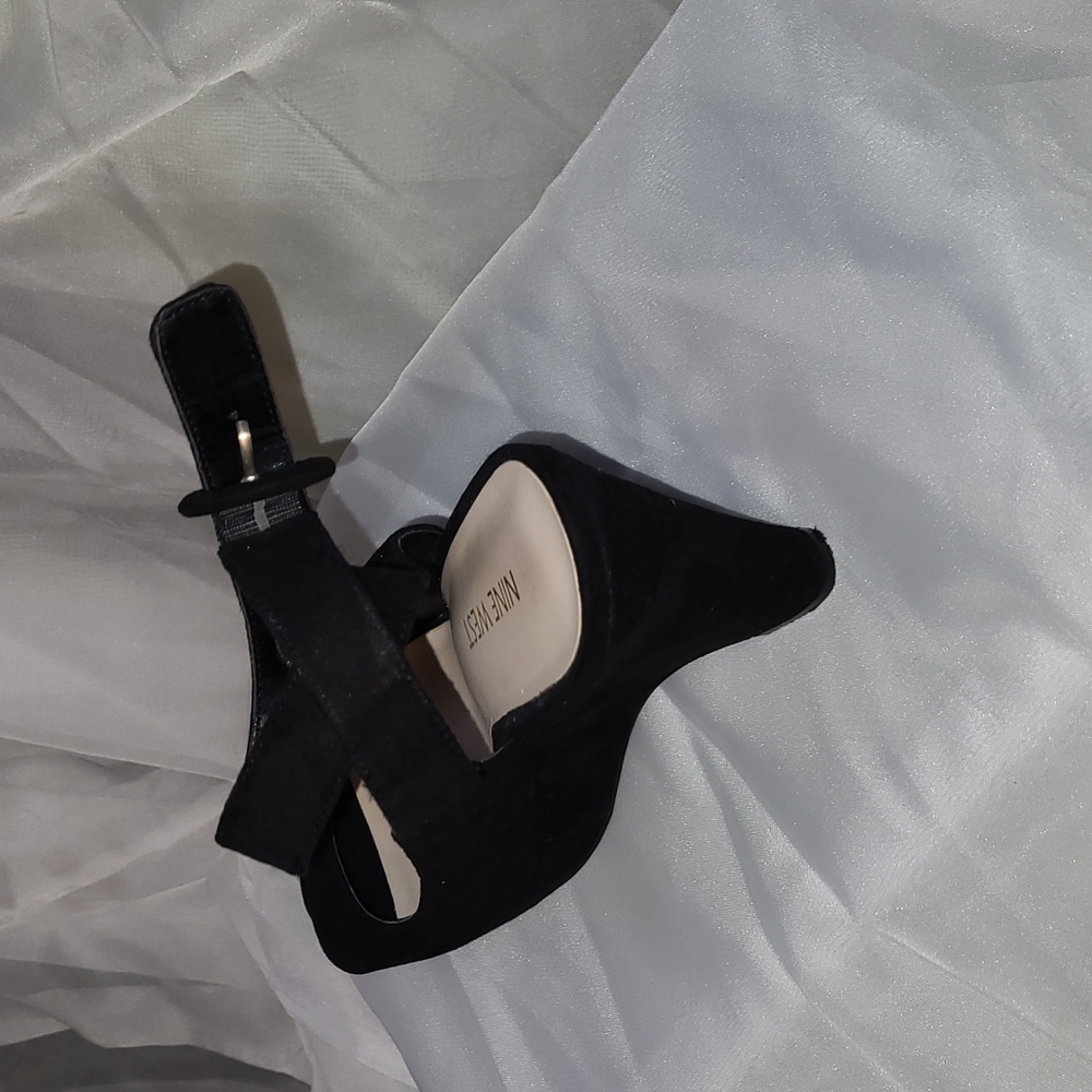 NINE WEST BLACK WEDGE STRAP AROUND THE ANKEL, GU - Picture 4 of 6